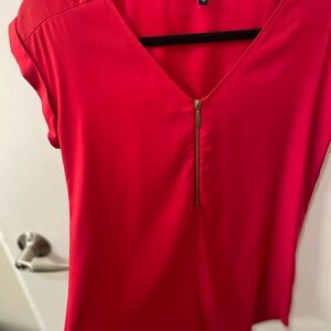 Express Vibrant Red V-Neck Women's Top